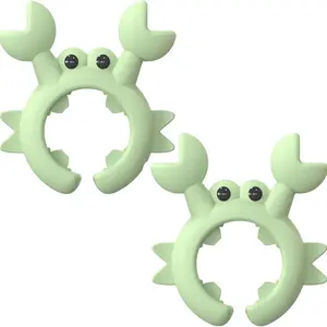 Crab Shaped Silicone Spatula Holder, 2 Pack Heat-Resistant Utensil Rest for Pot Handle, Kitchen Spatula Rack, Spoon Holder for Cooking, BBQ, Kitchen Counter & Outdoor Use (Green)