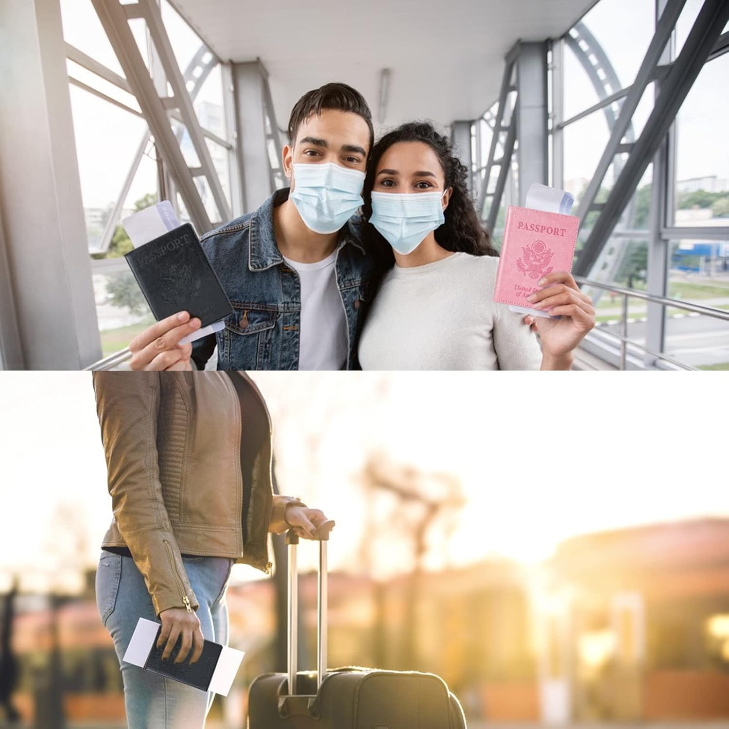 [New deal] 2 Pcs Passport holders，Ultra Slim passport wallet，PU Leather Passport Cover for Women and Men