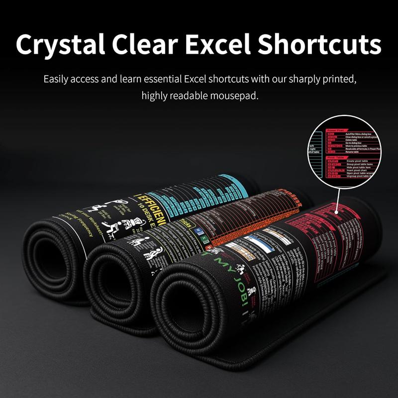 Extra Large 31.5x11.8x0.12 InchShortcut Key Mouse Pad | Non-SlipRubber Base Stitched Edges GamingDesk Mat I Office Study Essentialldeal Employee Gift