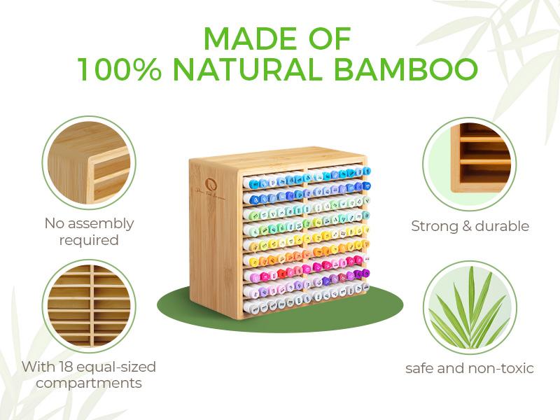 Ohuhu Bamboo Marker Organizer/Rotating Marker Organizer: Desktop Storage Hold 126/162/224 Markers for Honolulu Oahu Series of Ohuhu Markers, Pens Pencils Stationary Organizer Holder with 8/18/32 Compartments - Organizer Series of Ohuhu