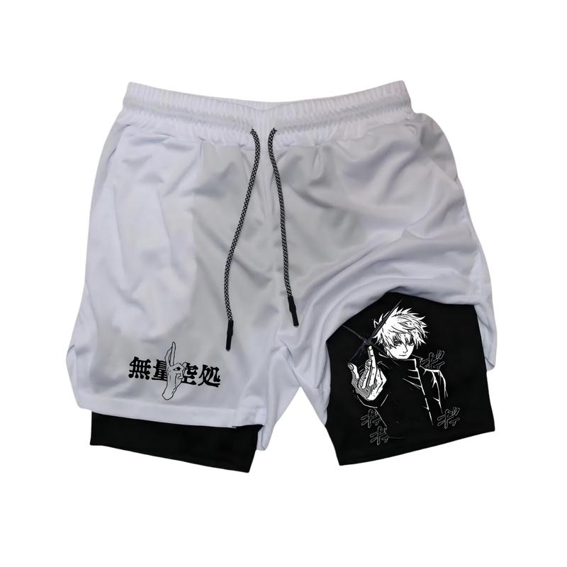 Anime-Style Sports Shorts for Men Two-Piece Double-Layer High-Quality Polyester Quick-Dry & Breathable 20 Versatile Styles Multi-Function