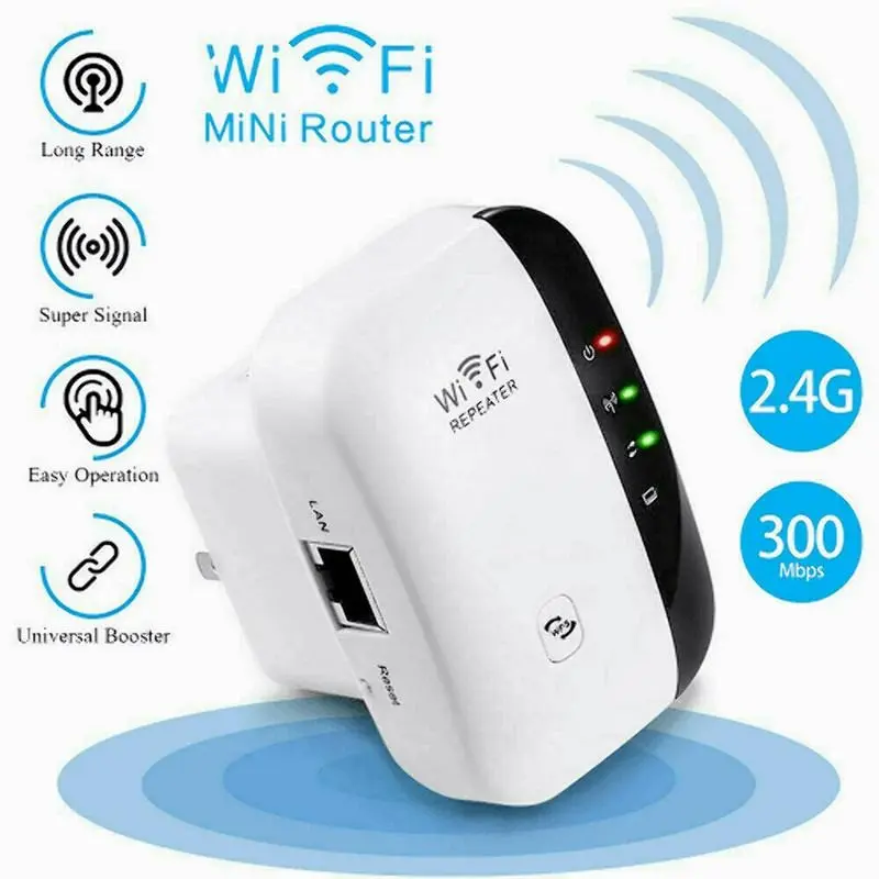 Long-Range WiFi Repeater with Ethernet Port - Universal Booster for Home/Office, 3000sq.ft Coverage, 28-Device Support, 1-Tap Setup, Access Point Function, Alexa Compatible, Signal Boosting, Seamless Internet Access, Long-Range WiFi Signal Boosting, 28 De
