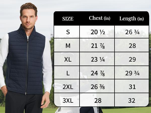 MAELREG Mens Lightweight Puffer Vest Water-Resistant Winter Outerwear Full Zip Sleeveless Jacket for Outdoor Golf