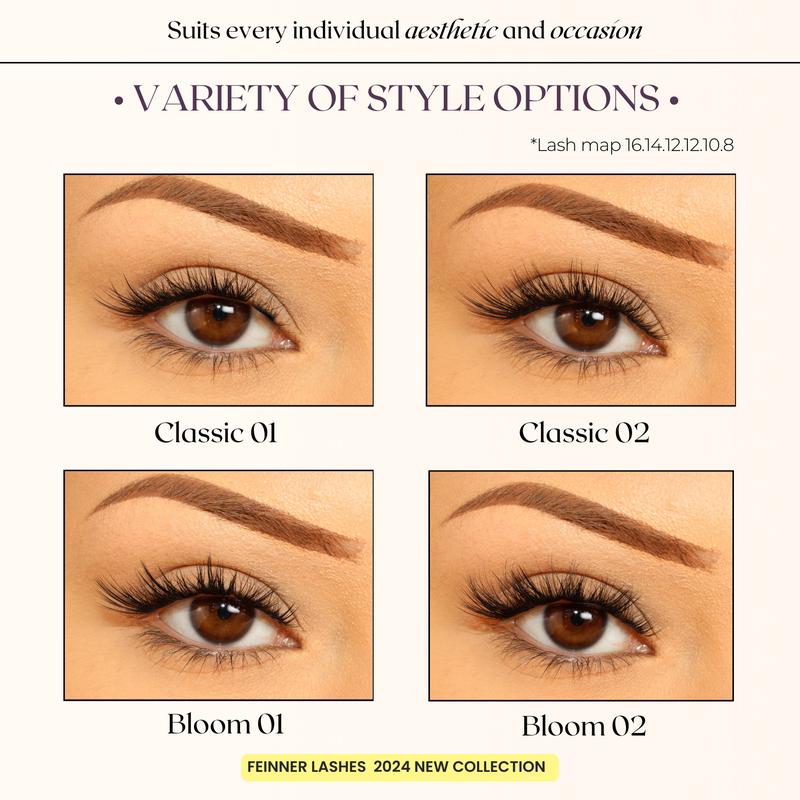 Feinner Classic DIY Lash Extension Kit Natural Look Waterproof with Bond Seal Remover Soft D Curl 8-16mm 8-12mm Mix for Beginners Friendly Salon Quality at Home Must-Have Cluster