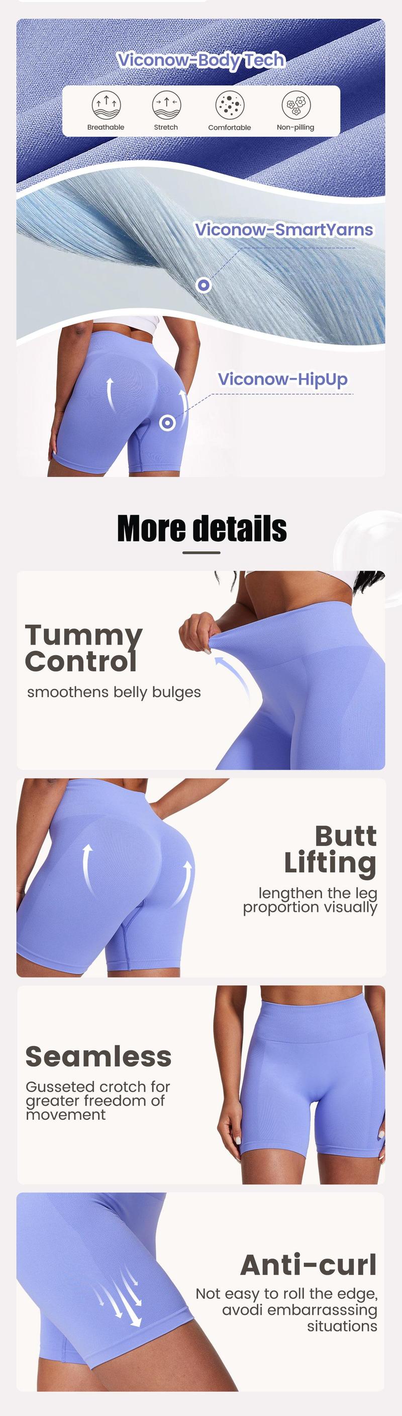 Viconow 5/8 Inch Yoga Shorts for Women - Bike Shorts for Gym Workout Yoga