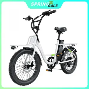【New Arrival】E Bike for Adults Electric Bike with Dual Cargo Rack, 48V 1000W Peak Ebikes for Adults, 7 Speed Gear, 20mph Step Thru Cruiser Electric Bicycles, 20" × 3“ Fat Tire Ebike