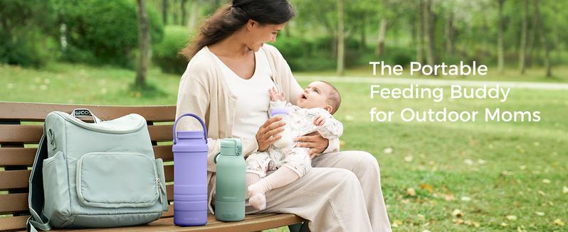 Momcozy 22oz Portable Breast Milk Cooler for On-the-Go, 360° Complete Cooling for 24 Hours, Spacious Travel Breastmilk Chiller with 2 Baby Bottles for Storage【B】