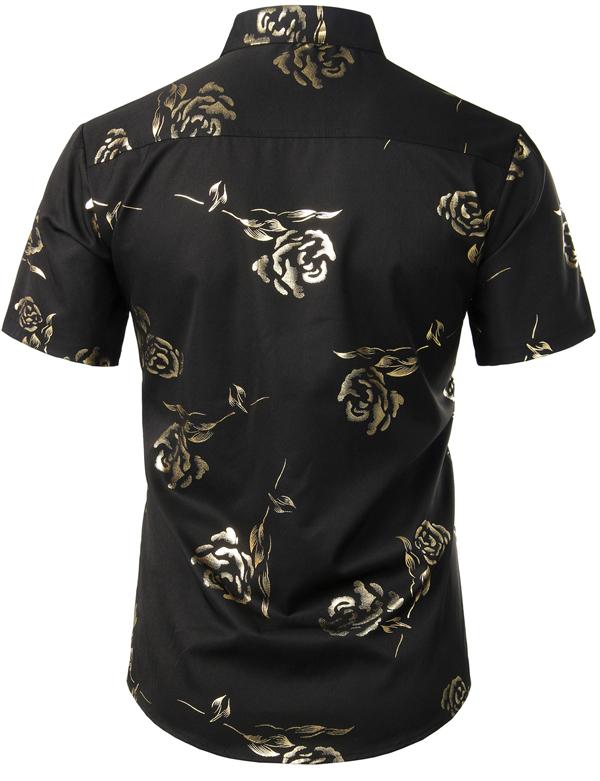 ZEROYAA Mens Hipster Gold Rose Printed Slim Fit Short Sleeve Button Down Dress  Shirts - TikTok Shop