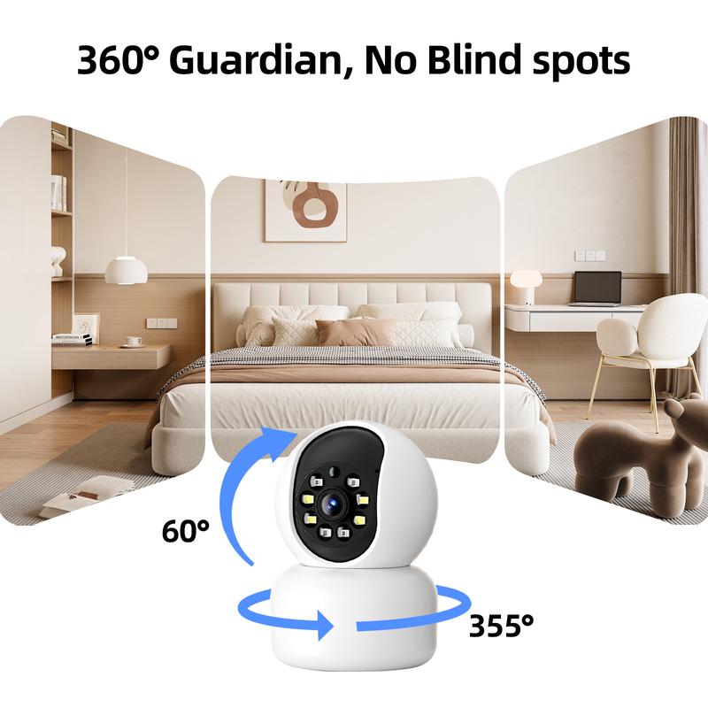 Hawkray 4MP 360° Pan/Tilt  WiFi Cameras for Home Security 5G/2.4 Dual-Band WiFi Pet/Dog/Baby Camera with Phone App 2-Way Audio, Night Vision Easy & Quick Install 911 Alarm Open AI enable US Local Cloud Storage Monitoring Surveillance