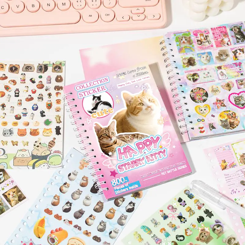800+pcs Funny Cute Cat & Dog Stickers, Adorable Pet Sticker Pack with Funny & Aesthetic Designs for Laptop, Water Bottle, Journal, Scrapbook, Planner, Phone Case, Cute Animal Decals, Back to School Gift