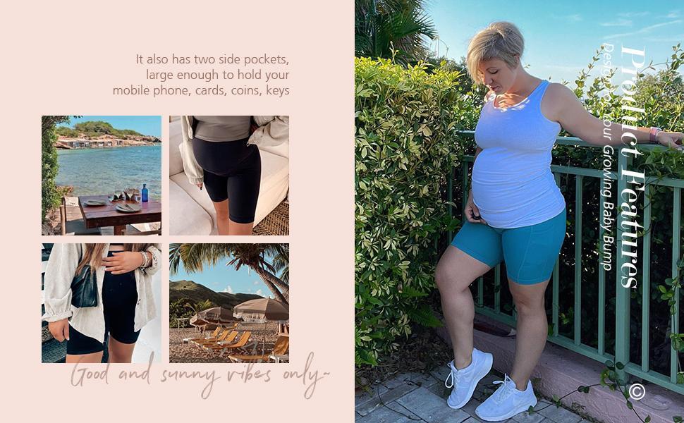 POSHDIVAH 3 Pack Maternity Biker Shorts Over The Belly Summer Comfy Pregnancy Yoga Active Workout Athletic Short Pants 5"/8" summer clothes