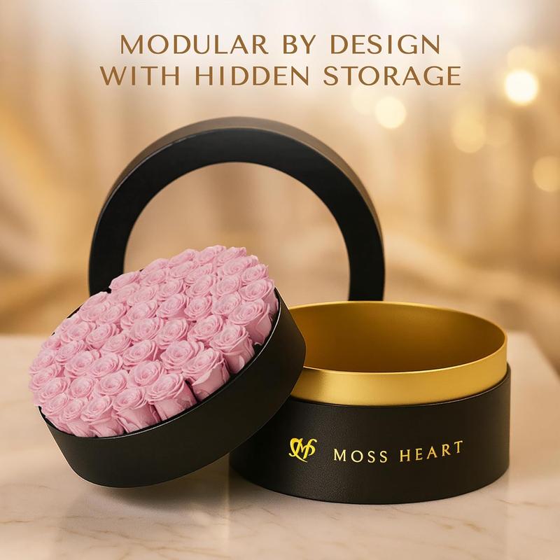 50 Light Pink Preserved Forever Roses in Round Box