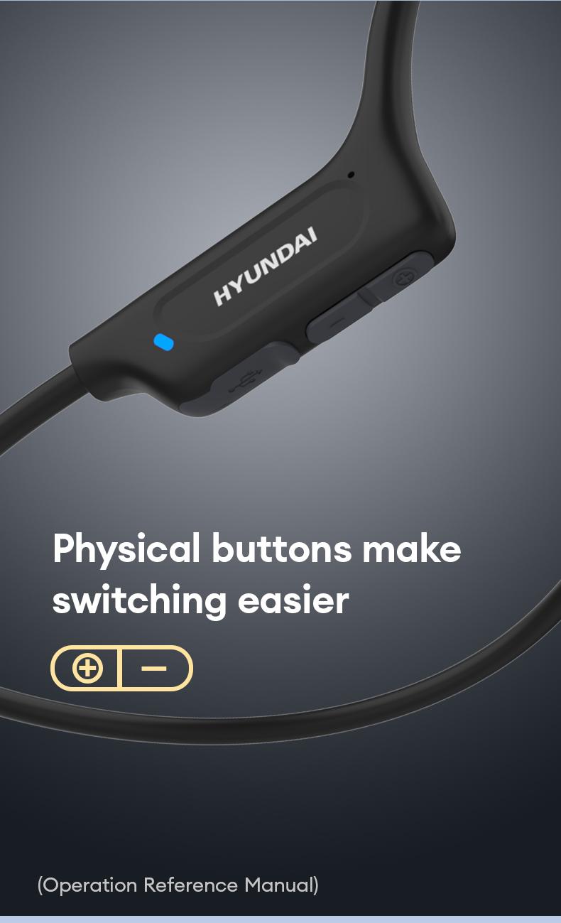 HYUNDAI G06 Bone Conduction Neckband Wireless Earphones with Bluetooth 5.4, Waterproof Sports Design, 360° Flexible Bending, Lightweight & Comfortable Fit, Long Battery Life, Wireless Headphones for Music, Calls & Sports, Compatible with Android & iOS