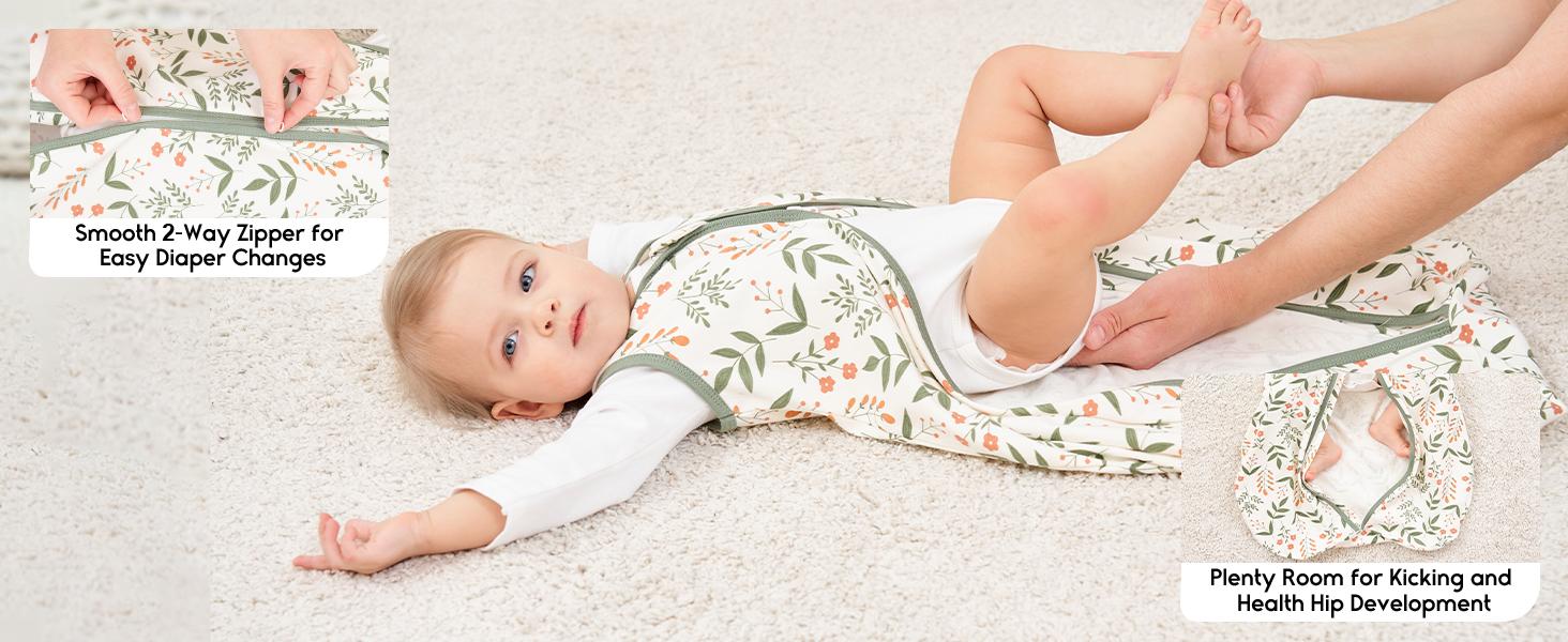 Yoofoss Baby Sleep Sack 0-6 Months Wearable Blanket for Babies 100% Organic Cotton 2-Way Zipper TOG 0.5 Toddler Sleeping Sack Floral Design