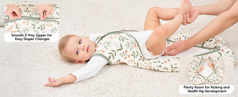 Yoofoss Baby Sleep Sack 0-6 Months Wearable Blanket for Babies 100% Organic Cotton 2-Way Zipper TOG 0.5 Toddler Sleeping Sack Floral Design