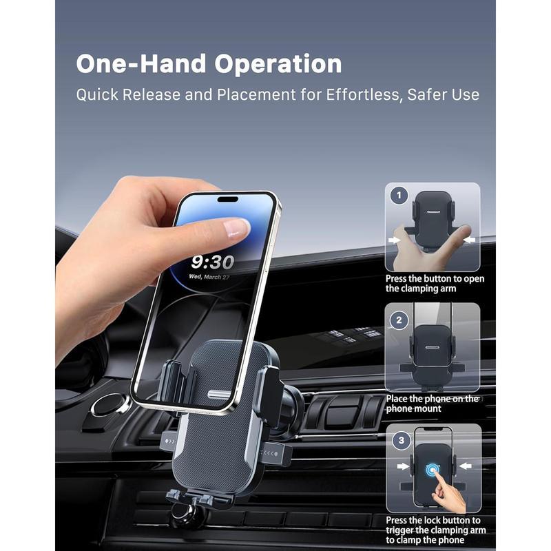 Car Phone Holder with Vent Design Hands-Free Cell Phone Mount for Car Universal Interior Accessories No Warranty