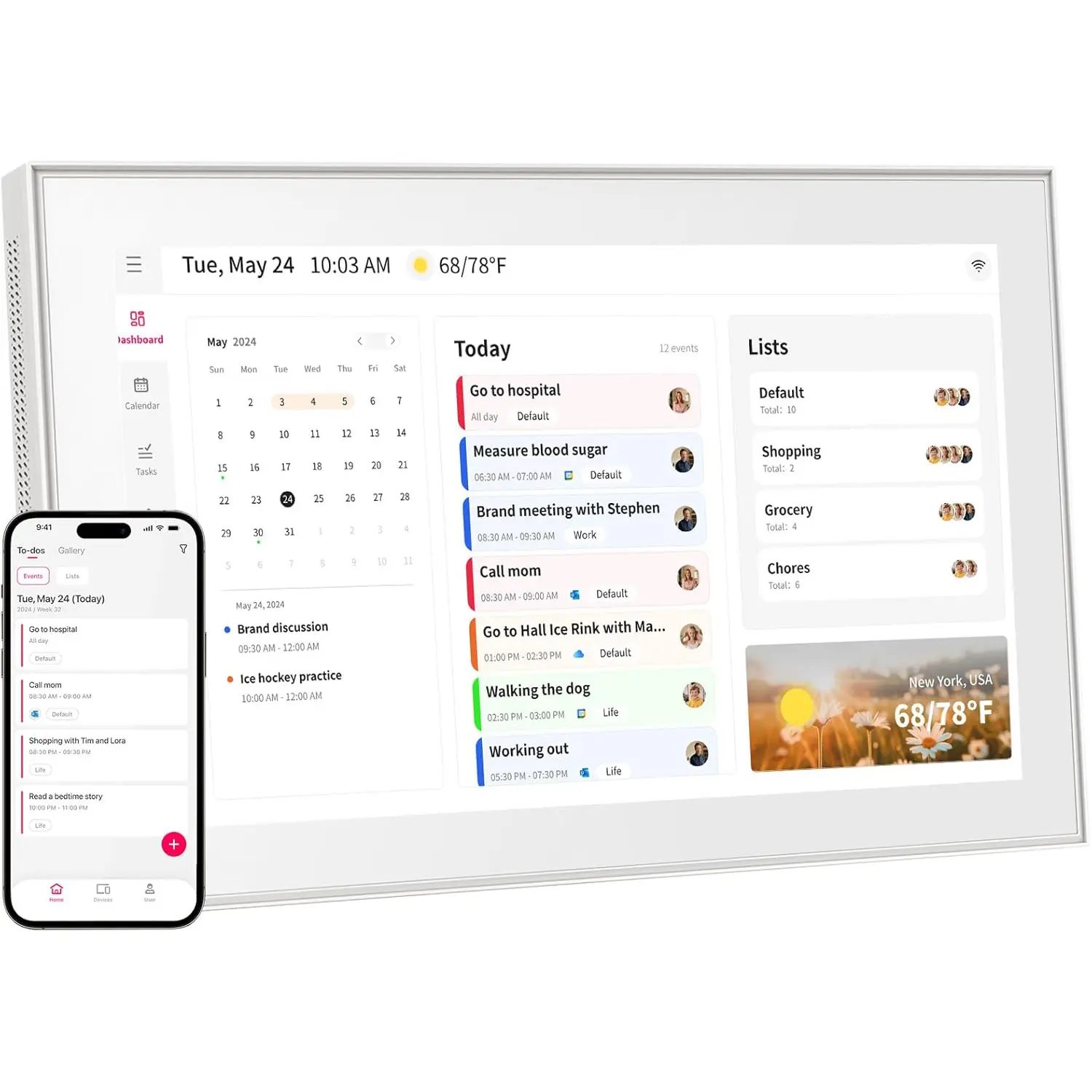 15.6-Inch Smart Touchscreen Wall Planner Digital Calendar - Wall Mount, Family Schedule Organizer, Smart Sync with Mobile Apps, Digital Picture Frame for 2026-2027 Planning tiktokshopbacktoschool