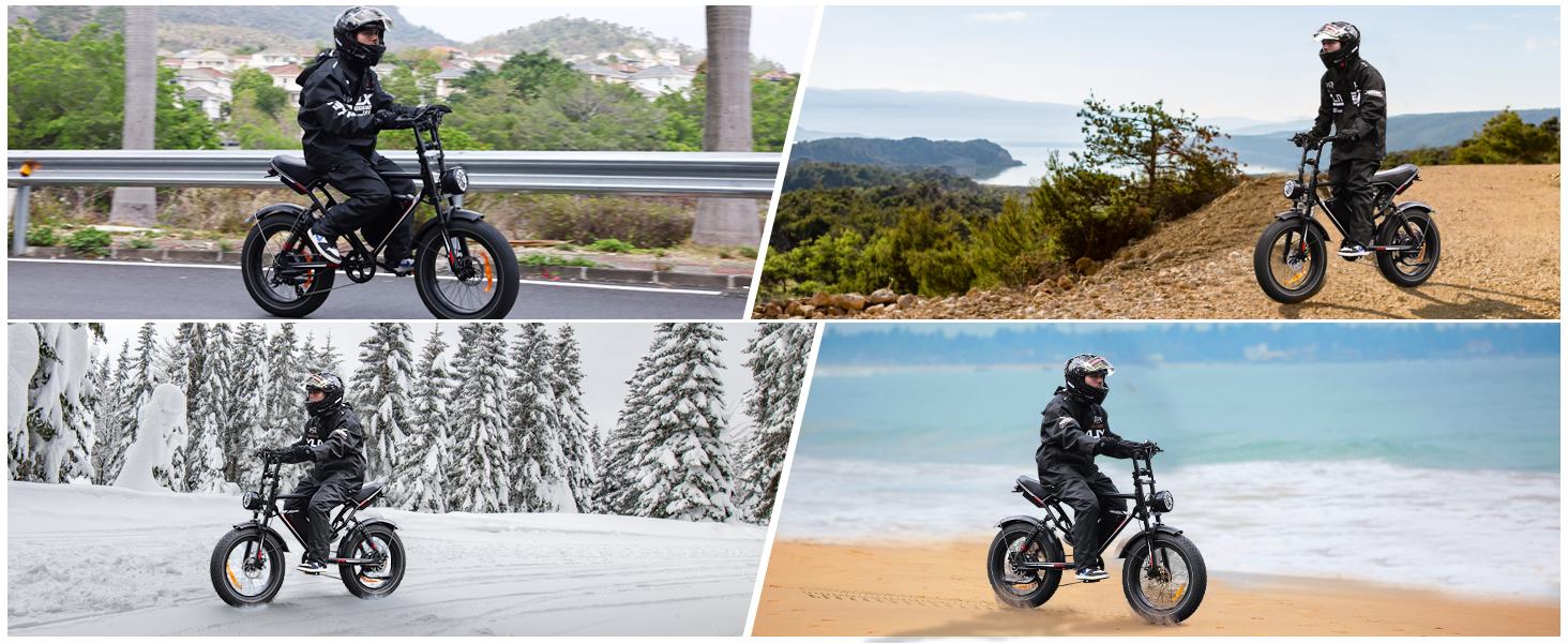 S8 Electric Bike, Full Suspension System, 31mph Top Speed, 48V 17.5AH Detachable battery (can be purchased separately), Equipped with High Carbon Steel Frame, Pedal Assist Range of 30-50 Miles, 20-Inch All-Terrain Tires, Off-Road、City Motorcycle