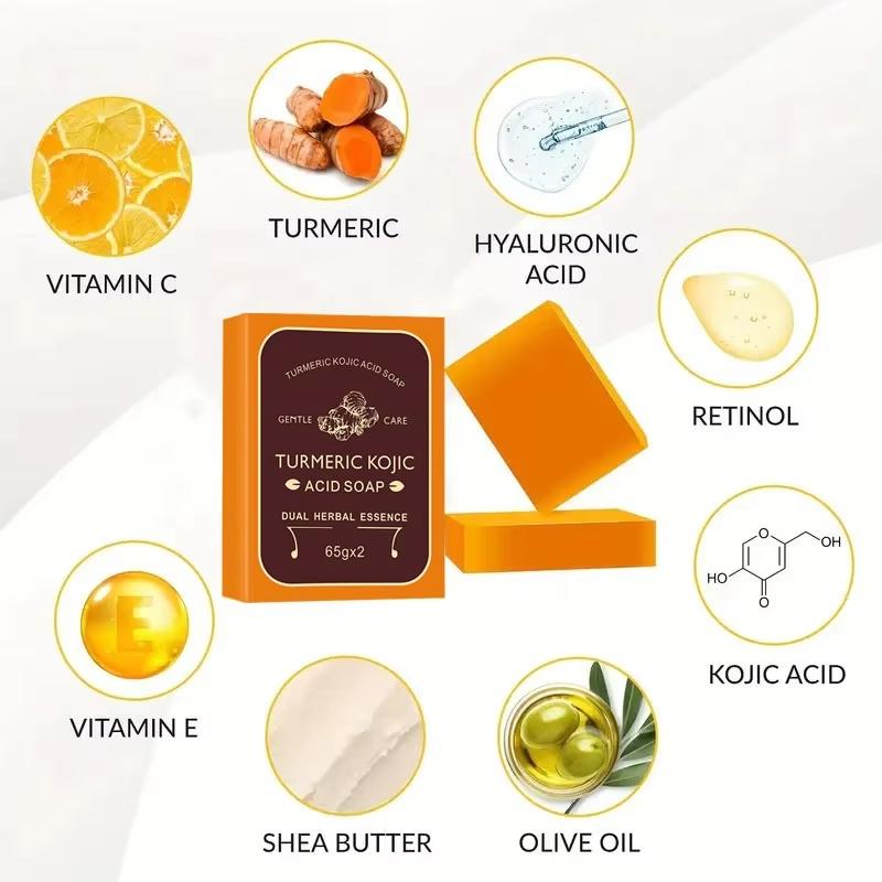 1/2 Box Natural Organic Turmeric Body Bar Soap -Removes Gentle Facial Bath Soap  Full Body Wash