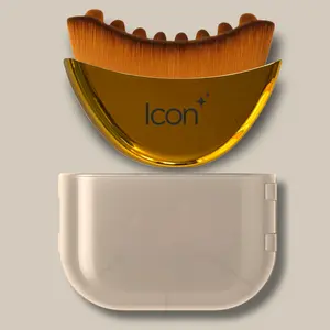 Icon Lymphatic Contour Face Brush, Reduces Puffiness & Restores Definition, Ultra-Soft Face Brush for Lymphatic Drainage, Naturally Sculpted Look, Gentle on All Skin (Gold)
