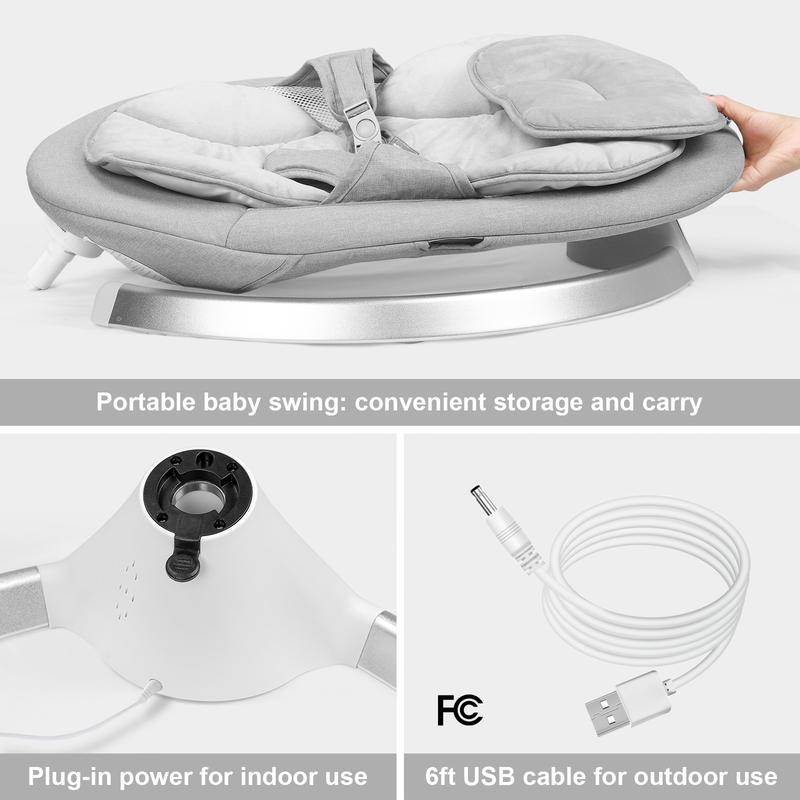 HARPPA Weddell Electric Baby Swing & Rocking Chair With Mosquito Net, Portable & Foldable Design, 5 Speeds Swing & Timer, 12 Soothing Songs, Remote Control