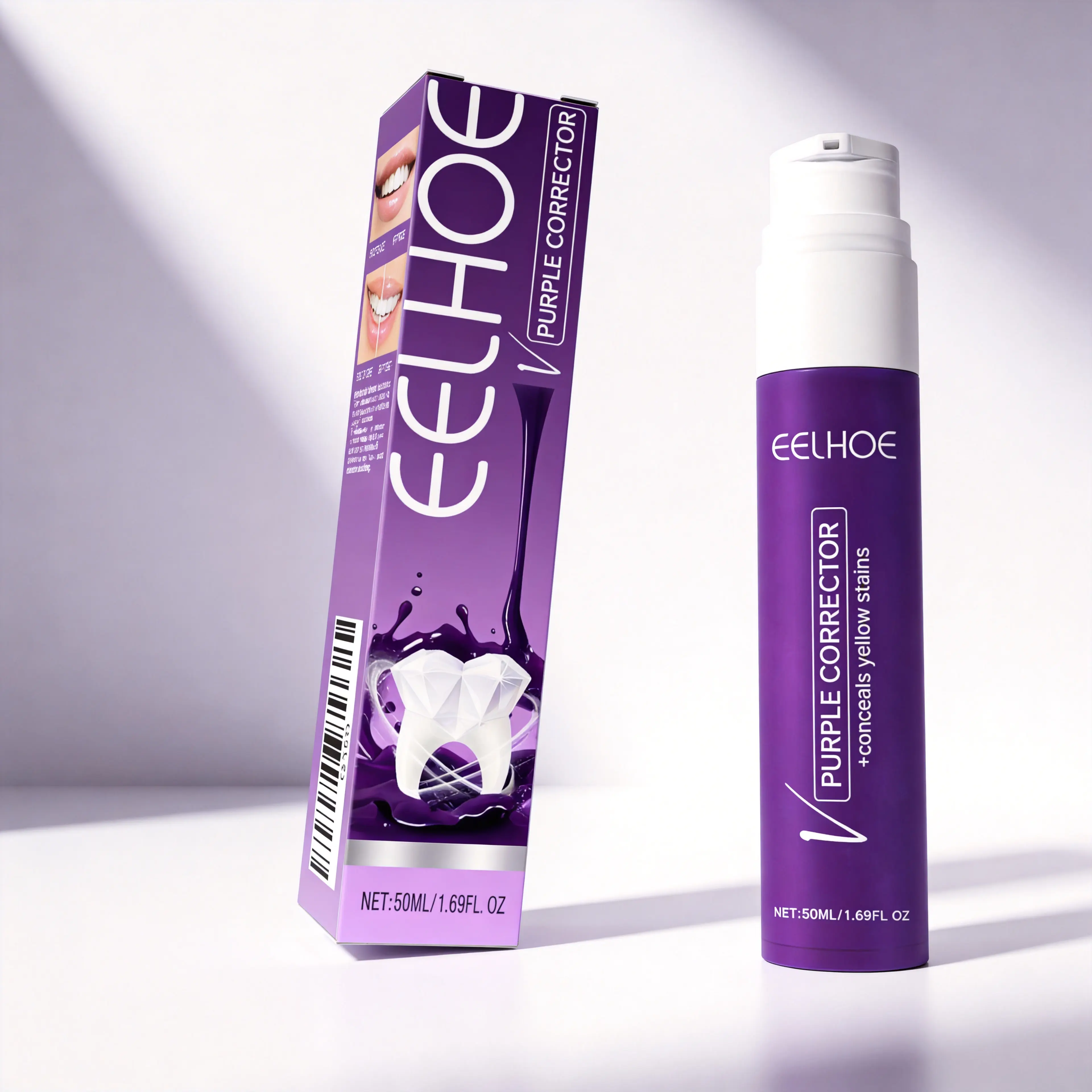 Purple Teeth Whitening Booster, Color Corrector Serum for Stain and Plaque Removal, Cleansing Oral Beauty Product for Fresh Breath - Single Item, Teeth Brightener, Beauty Products, Brush, 3 Years, Liquid, Stain Removal, Sls/Saccharin, Adults, Antibacteria