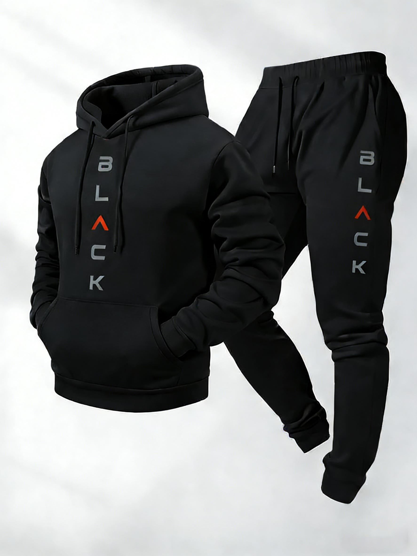 2026 spring and autumn two-piece set, new men's letter-printed hooded sweater and trousers two-piece set, suitable for daily leisure sports and participating in various occasions