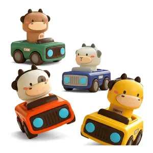Toddler Animal Push Car Toy Set, 4-Pack Press & Go Race Cars, No Batteries Required, Gift for Kids Ages 1–6