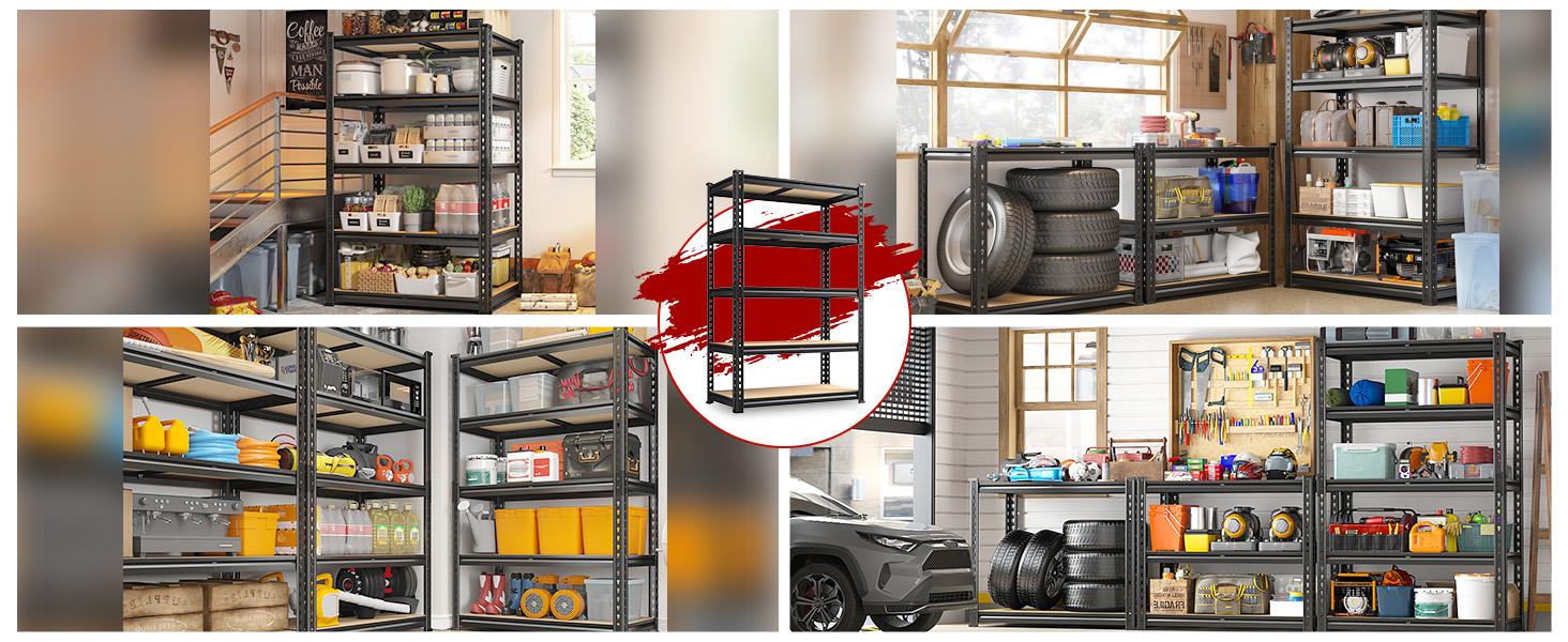 Raybee Garage Shelves Classic 5-Tier W30N Metal Storage Shelving Unit Height Adjustable Versatile Utility Rack for Warehouse Organizing Pantry Kitchen Organiser
