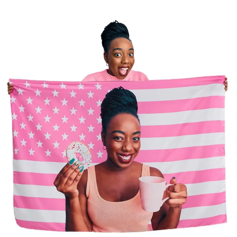 Custom Pink American Flag Wall Tapestry - Personalized Photo Print, Design Your Image, Bright Colors, Dorm Decor, Front Porch Statement, 30x40 to 60x90 in Indoor-Outdoor Decoration, Home Decor Supplies by Summerwins