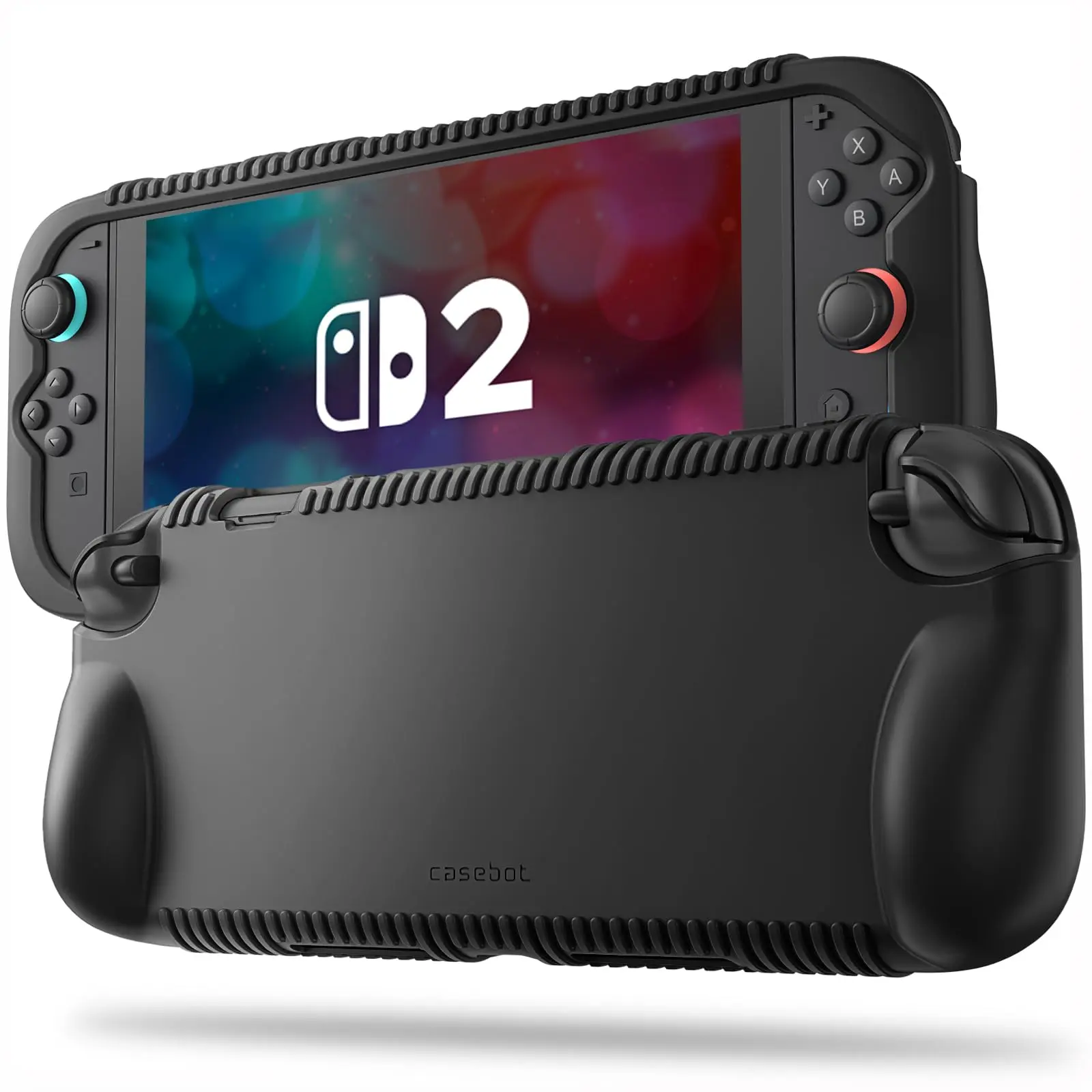FINTIE Silicone Cover for Nintendo Switch 2 - Ergonomic Thumb Grip Accessory with Anti-Slip Tire-Pattern Grip, Shockproof Durability, Dual Cartridge Slots, Dock-Ready Flex, Fast Sliding On/Off Controller Access, Gaming Accessories, Controller Accessories