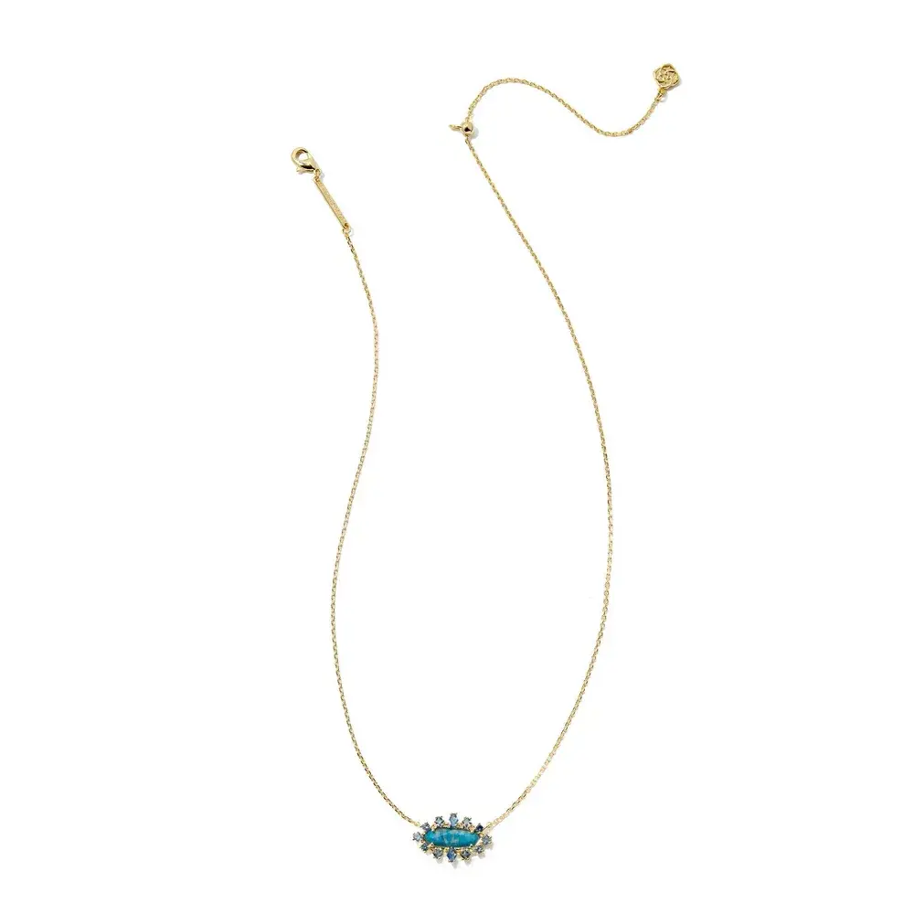 Kendra Scott Eva Crystal Framed Pendant Necklace - Mix, Silver Crystal Statement Necklace, Layered Jewelry, Holiday Gifts for Girlfriend, Birthday Gifts for GF, Metallic Silver Necklaces & Pendants