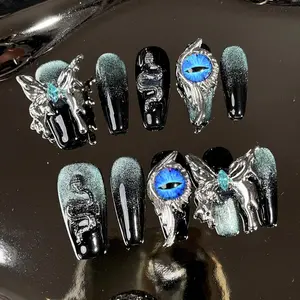 10Pcs Handmade Press On Nails REUSABLE 3D Gel fake nails acrylic press nails/Summer 2025