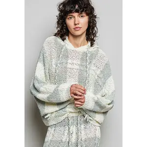 POL Cream & Sage Stripe Sweater