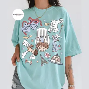 Comfort Colors Retro Coquette Little Chef Paris Shirt, Playful Anyone Can Cook Aesthetic Tee, Vintage Parisian Gastronomy Outfit, Trendy Pink Bow Culinary Design, Premium Oversized Girly Vacation Gift