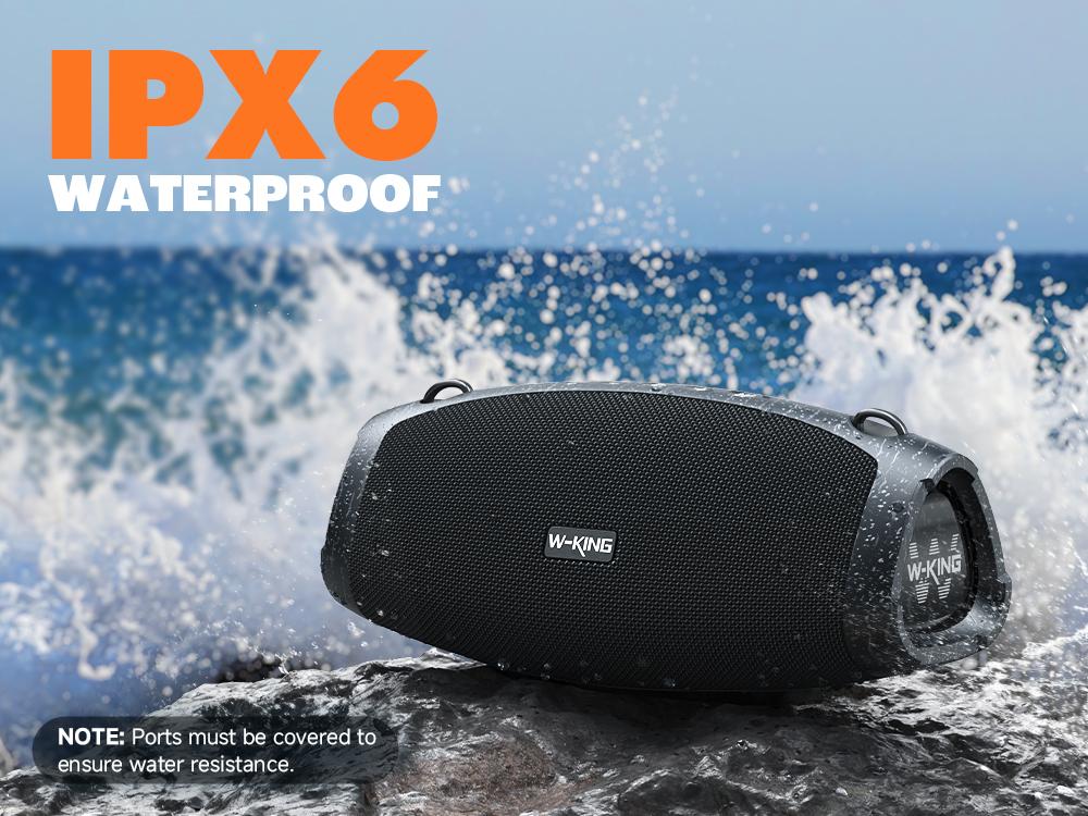 W-KING 120W Outdoor Bluetooth Speaker Portable Wireless IPX6 Waterproof with Triple Passive Radiators 2 Subwoofers 70W Deep Bass DSP 42H Power Bank EQ Large Party Audio