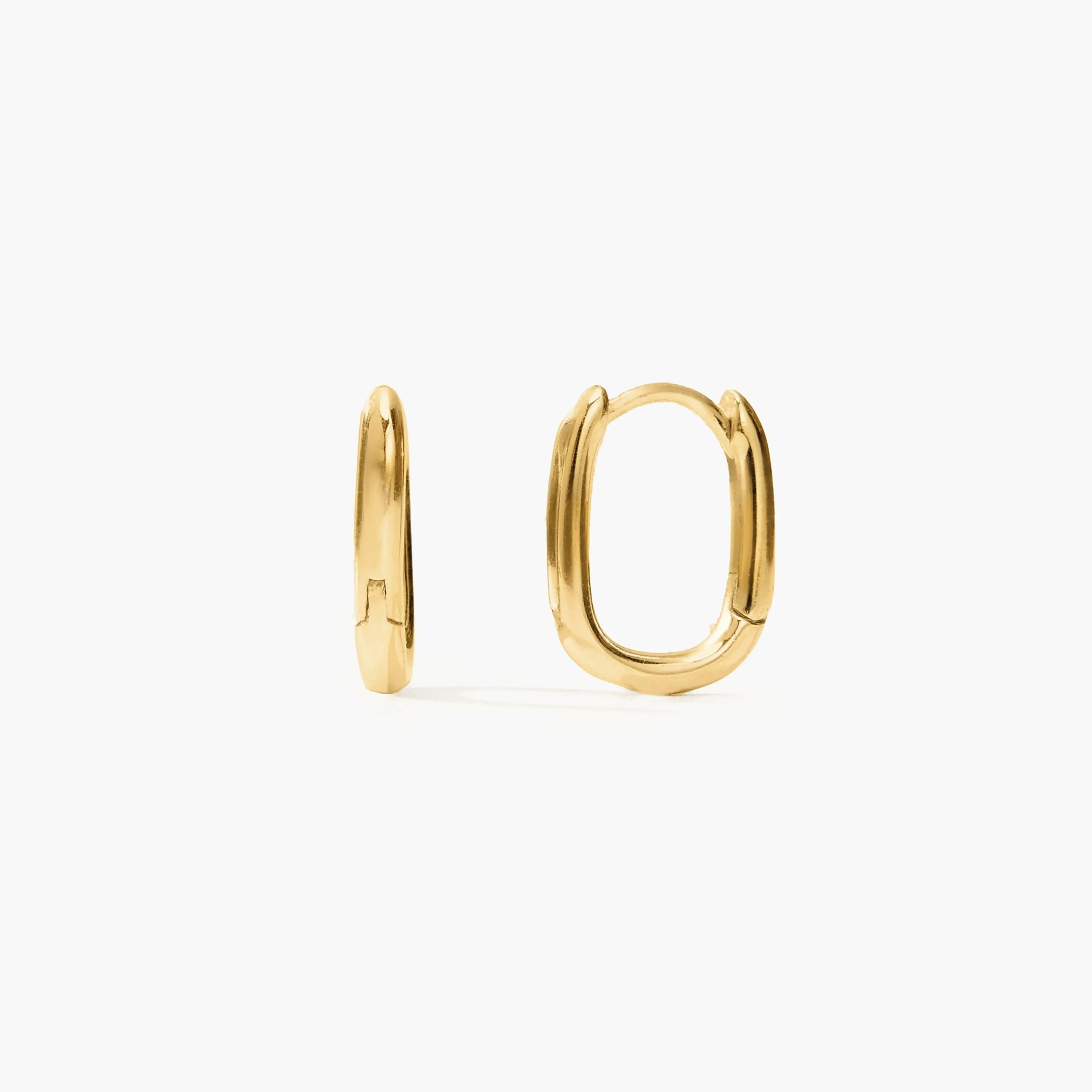 en route 18K Gold Plated Gold Link Earrings, Waterproof Oval Hoops with Minimalist Design, Versatile for Daily Wear & Stacking