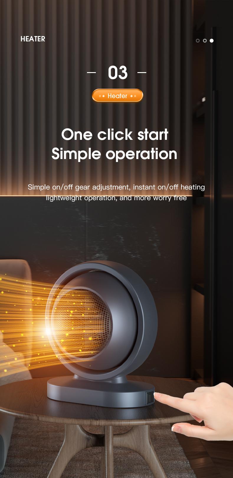 Oloey Small Portable Space Heater 200W & Above Indoor Electric Mini Table Heater with Overheat & Tipping Protection for Office Garage Home Various Settings Low Power Reliable