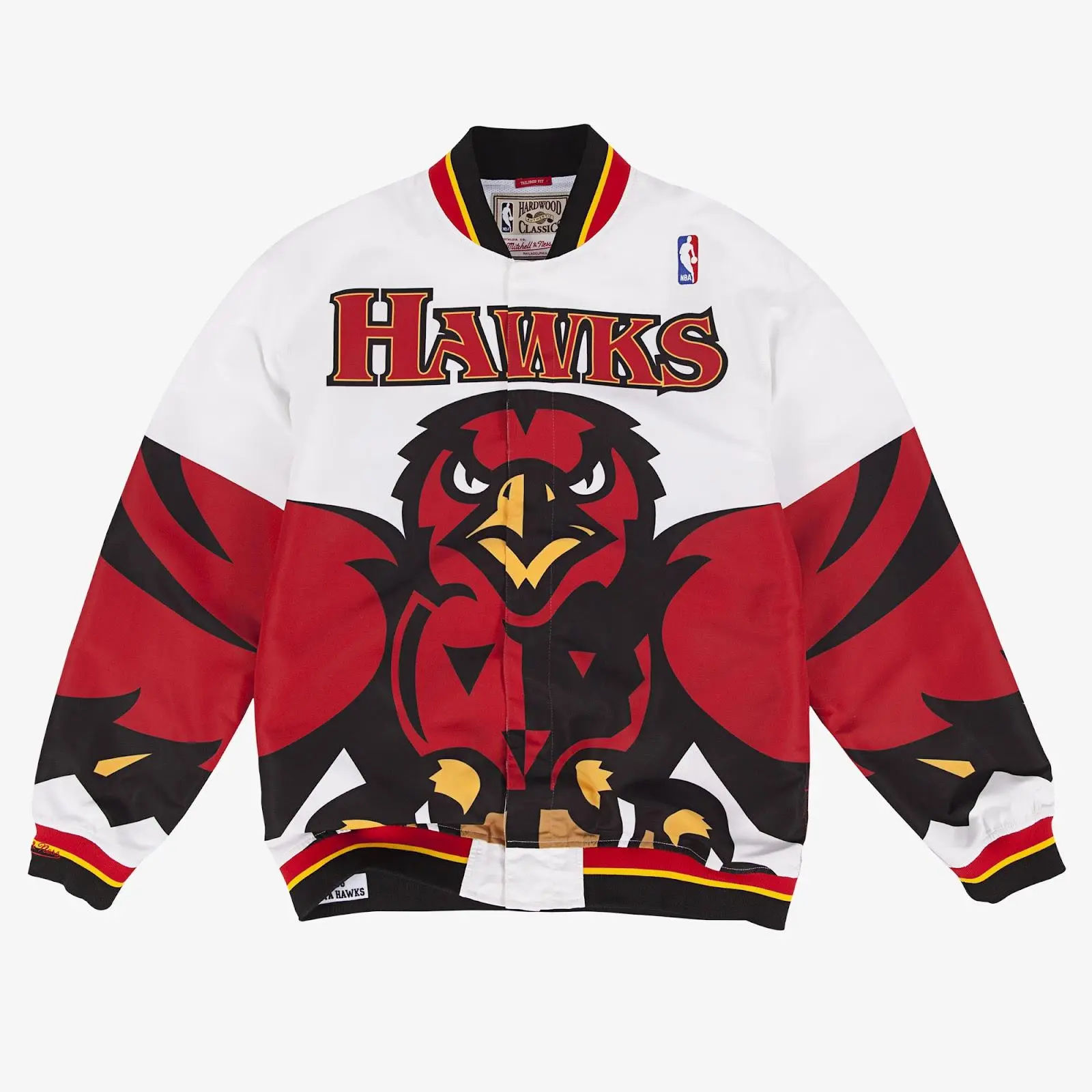 Mitchell & Ness Menswear Vintage Atlanta Hawks 1995-96 White Authentic Full-Snap Graphic Jersey Coats, Men's Warmup Jacket
