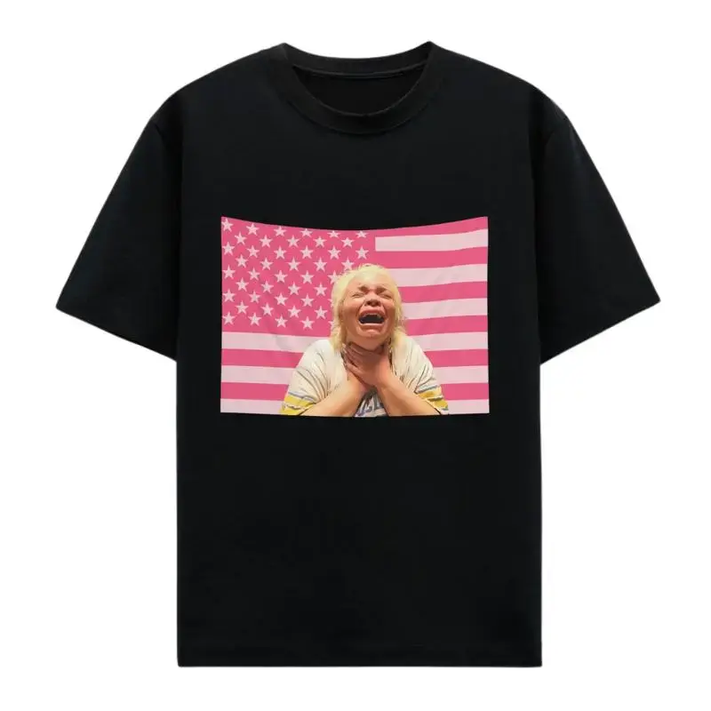 [100% Cotton] Trisha T-Shirts Paytas Pink American Flag Tapestry, Aesthetic Gift T-Shirt For Men And Women