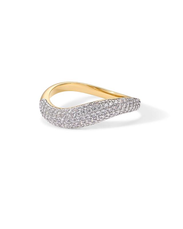 PAVOI 14K Gold Plated Wavy Cubic Zirconia Stackable Ring for - TikTok Shop