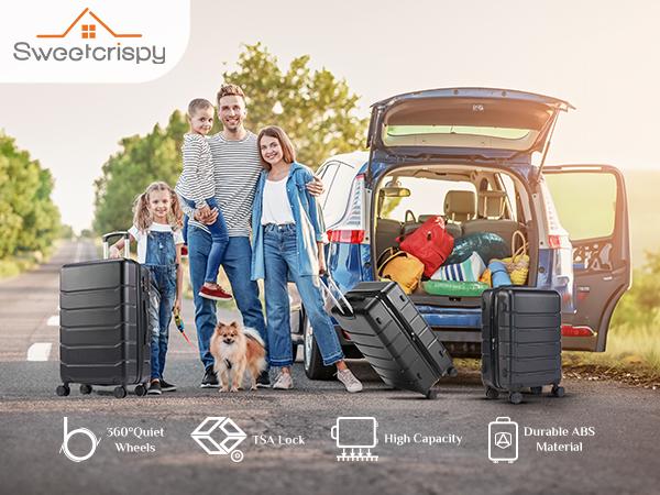 Luggage 20''/24''/28''Luggage, Hard Shell ABS Suitcase with Double Spinner Wheels, Lightweight Expandable Rolling Luggage with TSA Lock