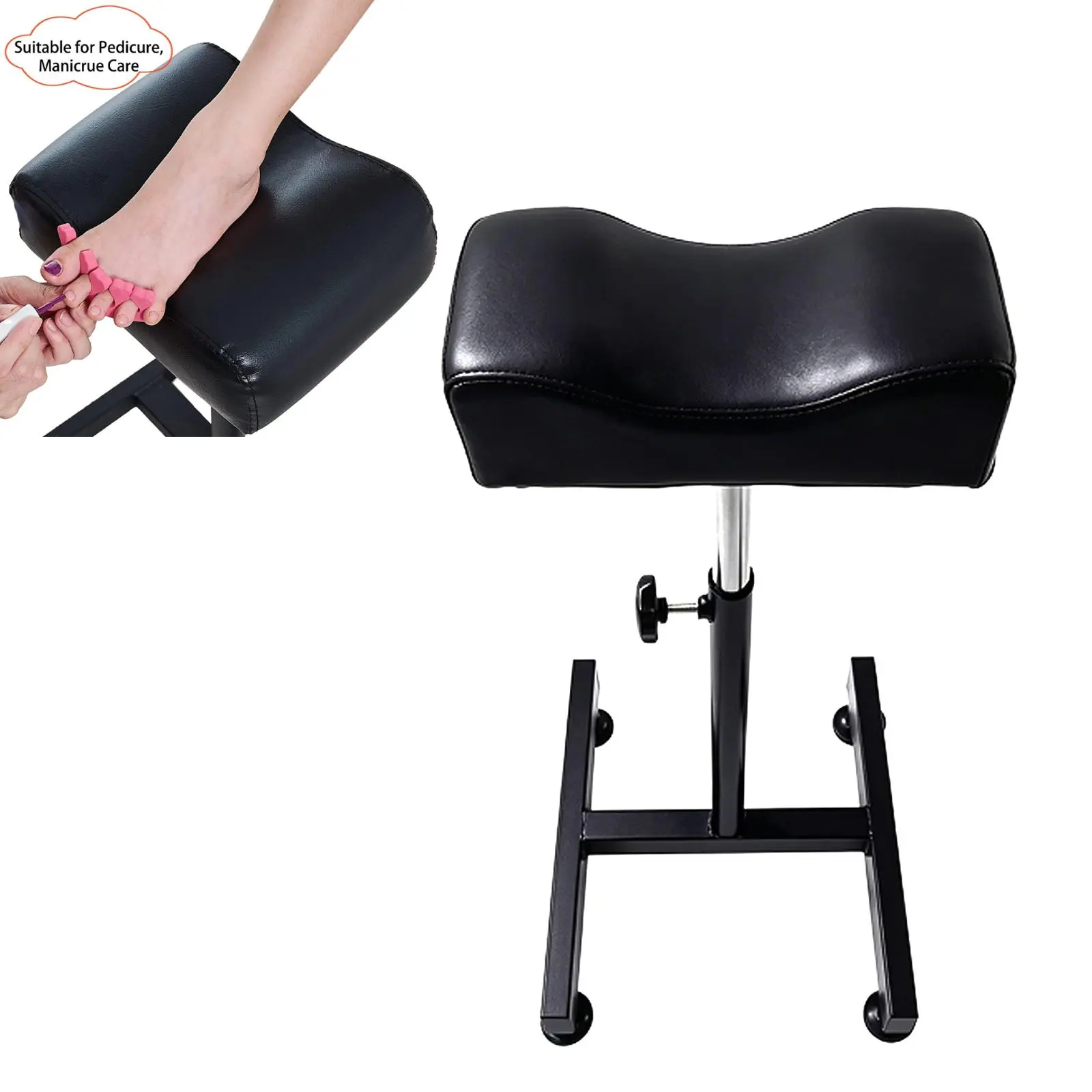 Manicure Footrest Adjustable Height Stand Beauty SPA Salon Nail Care,Tattoo Supplies and Equipment Heavy Duty Iron Equipment for Tattoo Studio Adjustable Tattoo Arm Leg Stand with Leather Pad Tattoo Armrest Stand H-Shaped Base