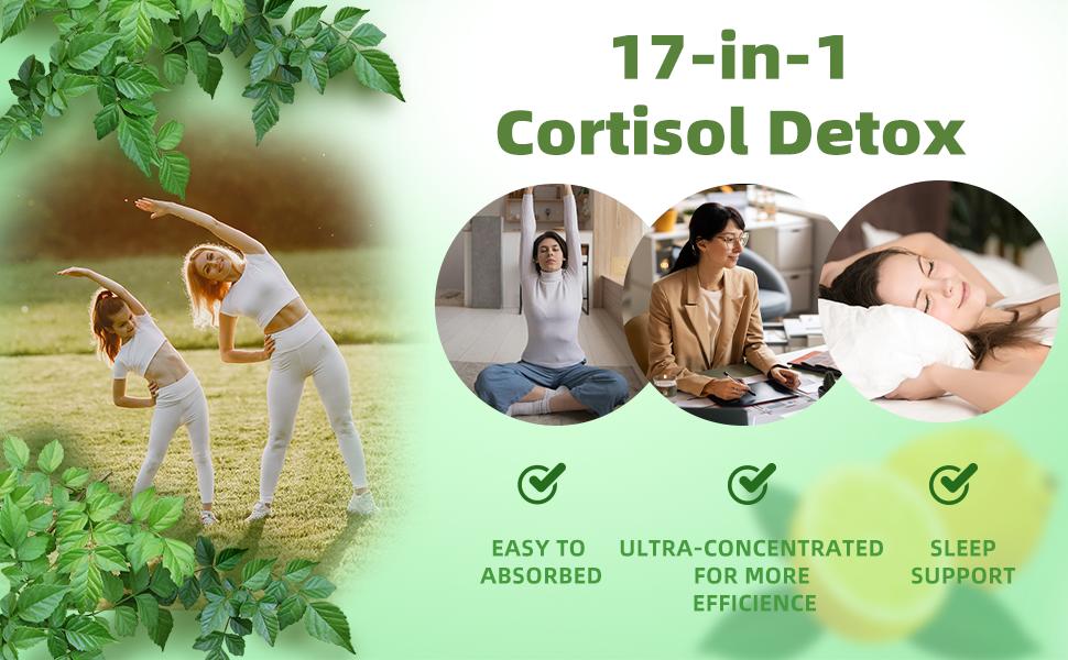 Cortisol Supplement Liquid Drops,17-in-1 Cortisol Detox,Hormone Balanced for Women, Mood Focus, Sleep Support 2 FL/Oz