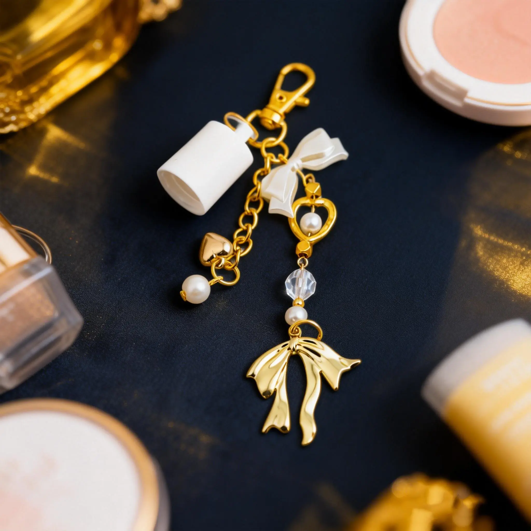 Metallic Fruit Golden Butterfly Lip Balm Keychain - 0.5oz, Elegant Cute Charm, Clip-On, Casual Daily Use, Summer Fridays Compatible Fashion Accessory, Keychain Decor, Multifunctional Keychain