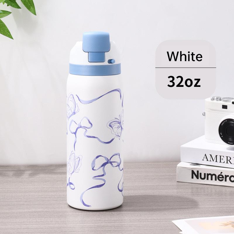Fashionable Stainless Steel Insulated Bottle with Cartoon Patterns, Large-Capacity Jump Cup, Ideal for Outdoor Sports. Thermal Metal Insulation Flask Drinkware Glass