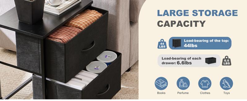 Nightstand with 2 Fabric Drawers, Small Dresser, Side Table, End Table, Bedside Table, Night Stands, Small Nightstand, Bedroom Nightstand with 2 Fabric Drawers, Small Dresser, Side Table, End Table, Bedside Table, Night Stands, Small Nightstand, Bedroom