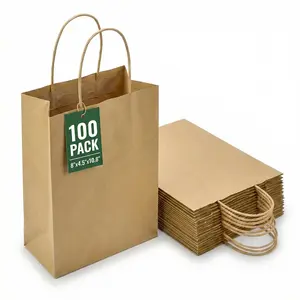 500pcs 8x4.5x10.8 Inch Brown Kraft Paper Bags with Handles Bulk Gift Bags Bulk CUSTOMIZABLE Eco-Friendly Packaging vevor kraft paper bag