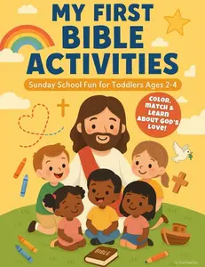 My First Bible Activities: Sunday School Fun for Toddlers Ages 2–4: Coloring Pages, Bible Stories, and Easy Activities to Help Little Ones Learn About God's Love   Paperback – August 1, 2025