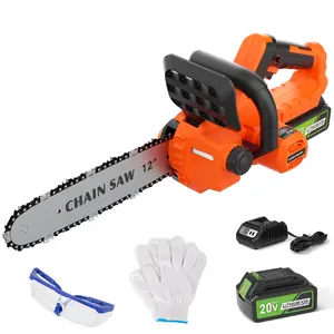 12 inch Electric Cordless Chainsaw, 4.0Ah Battery Operated Chainsaw Brushless Motor 4500 RPM, Auto-Oil, Safety Protection, Chain Saw Cordless for Wood Cutting, Tree Trimming